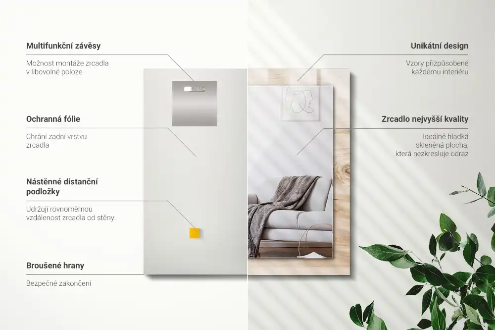 Rectangular mirror print Wood with knots