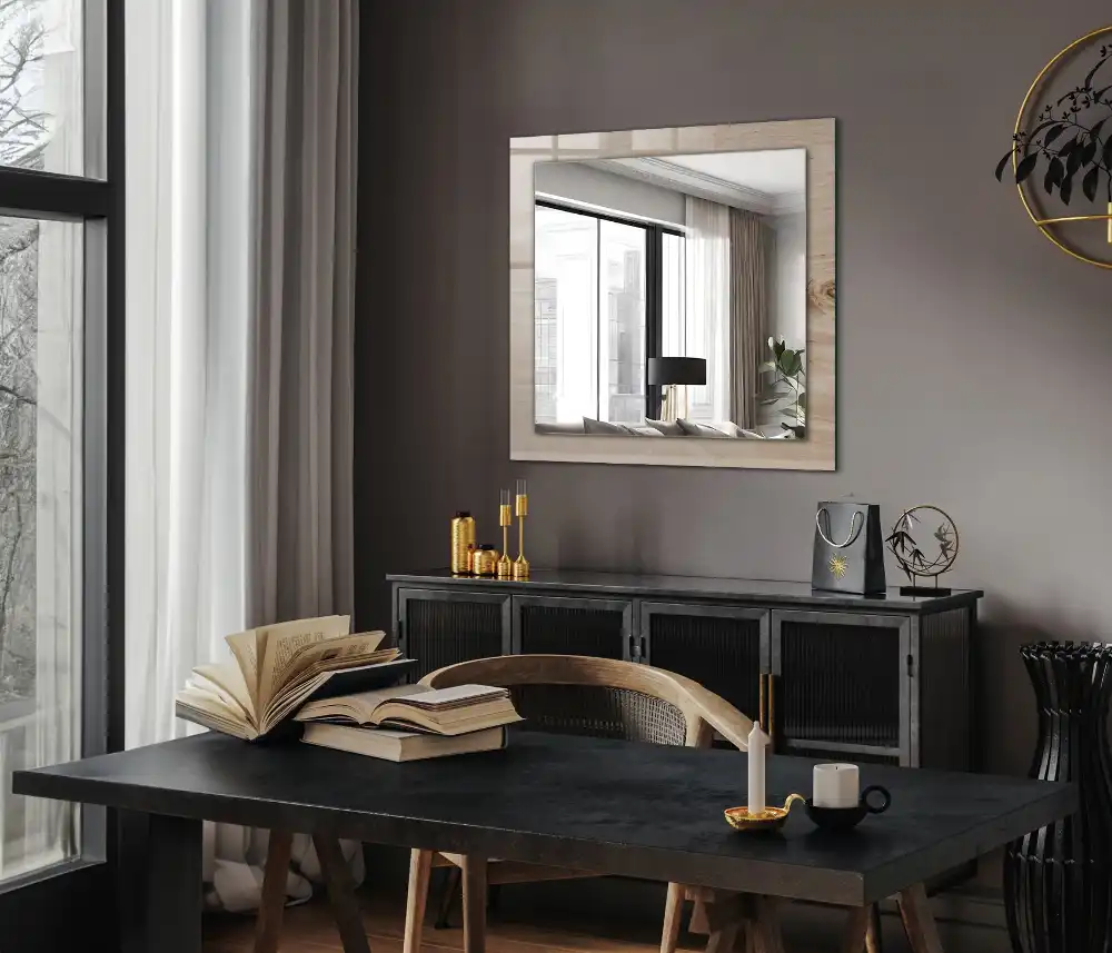 Rectangular mirror print Wood with knots