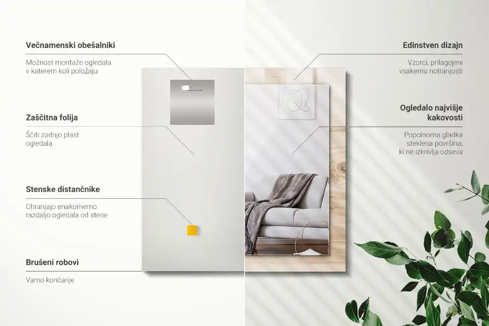 Rectangular mirror print Wood with knots