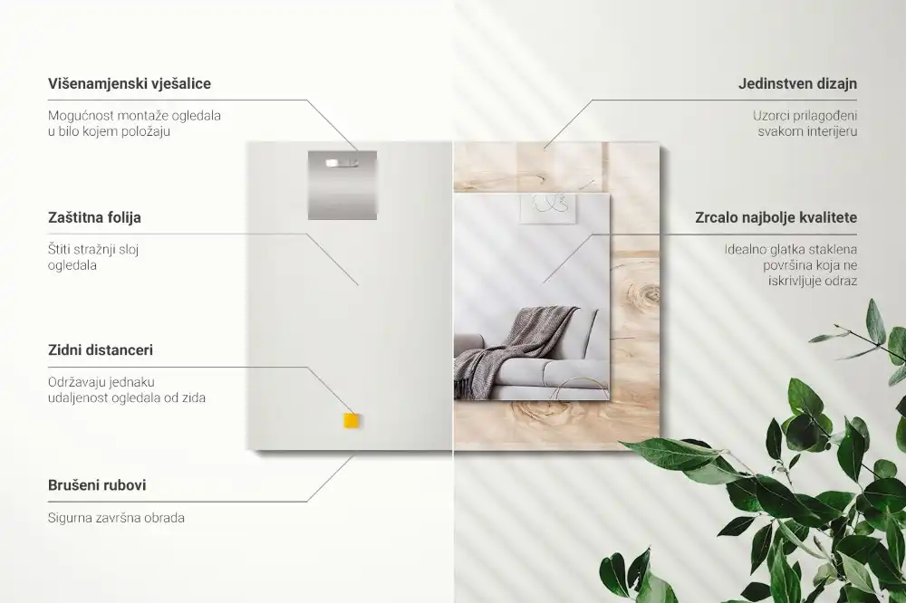 Rectangular mirror print Wood with knots