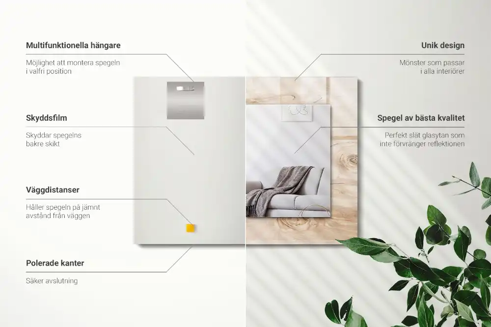 Rectangular mirror print Wood with knots