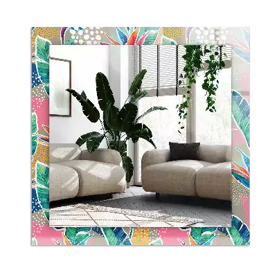 Rectangle decorative mirror Flowers and leaves