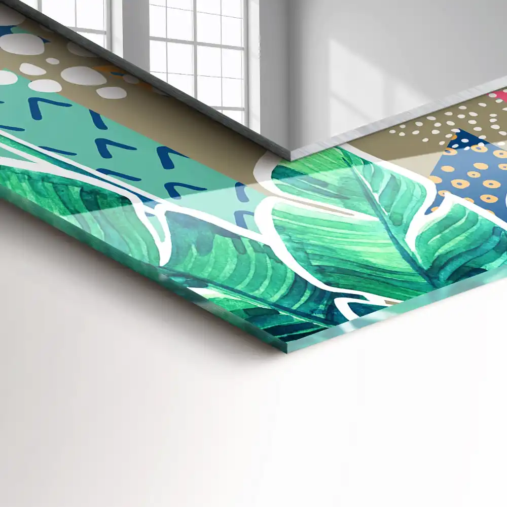 Rectangle decorative mirror Flowers and leaves