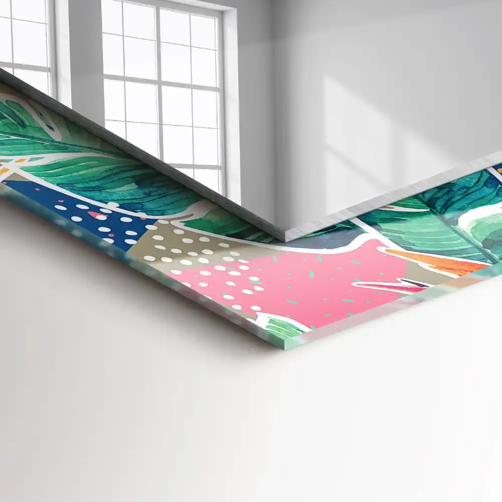 Rectangle decorative mirror Flowers and leaves