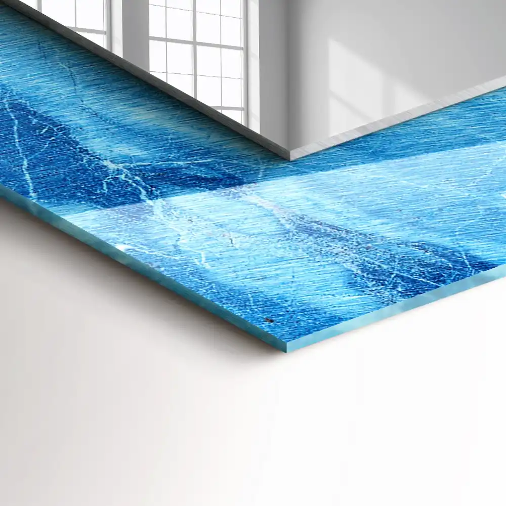 Rectangular wall mirror design Blue marble pattern