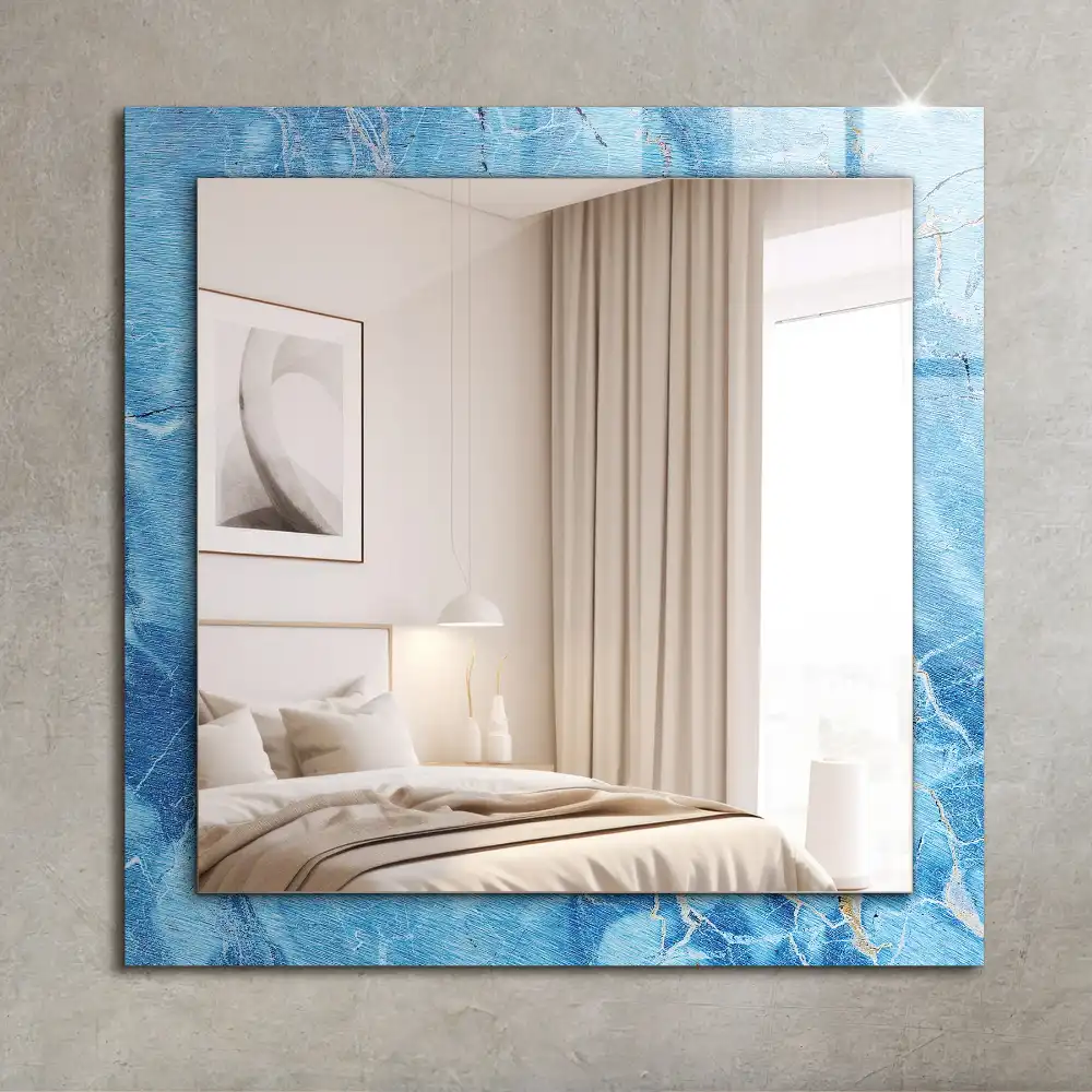 Rectangular wall mirror design Blue marble pattern