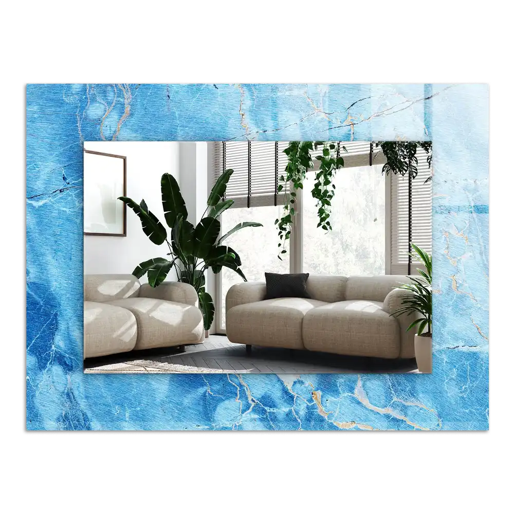 Rectangular wall mirror design Blue marble pattern
