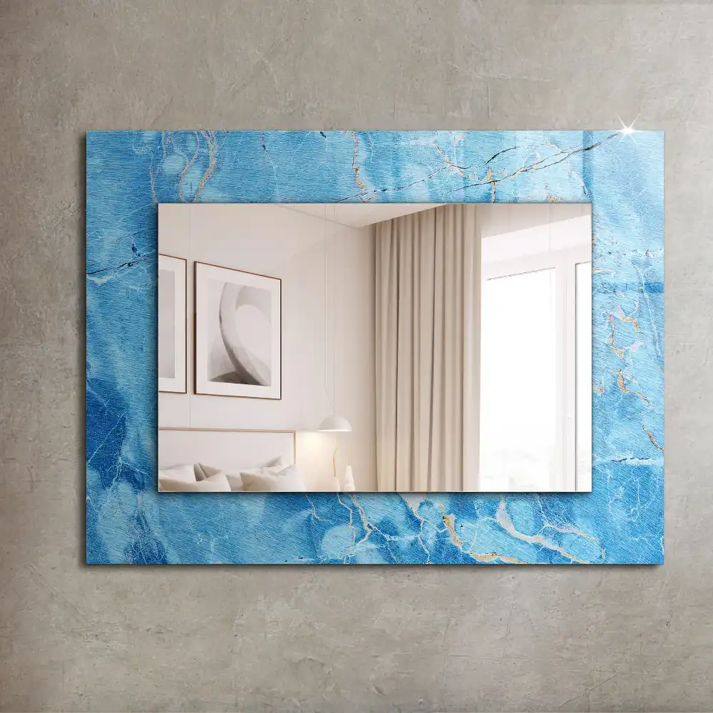 Rectangular wall mirror design Blue marble pattern