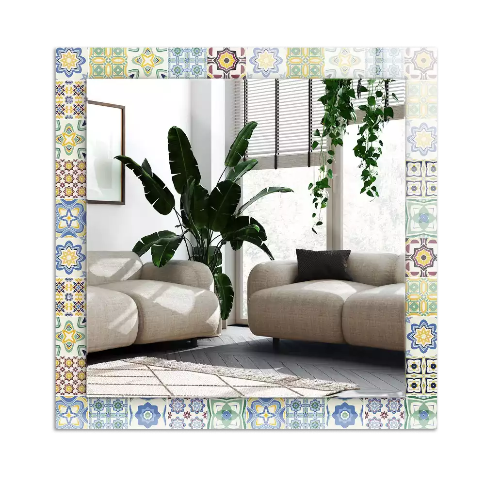 Rectangular decorative mirror Colorful tile patterns