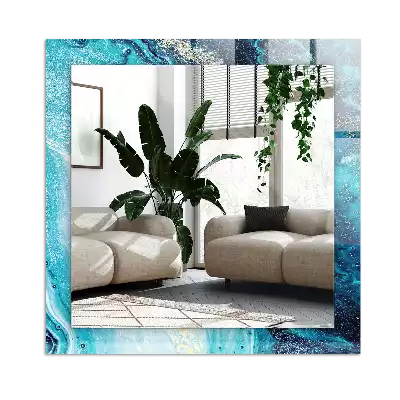 Rectangle decorative mirror Abstract blue art