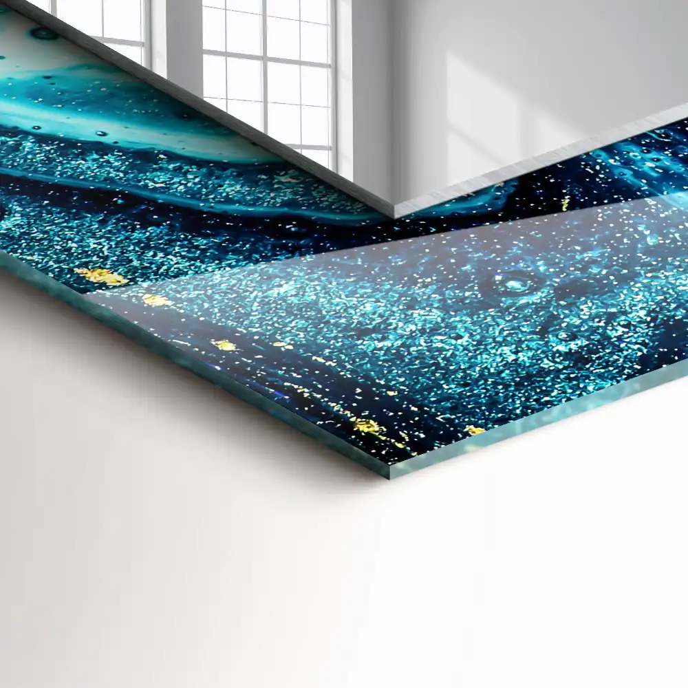 Rectangle decorative mirror Abstract blue art