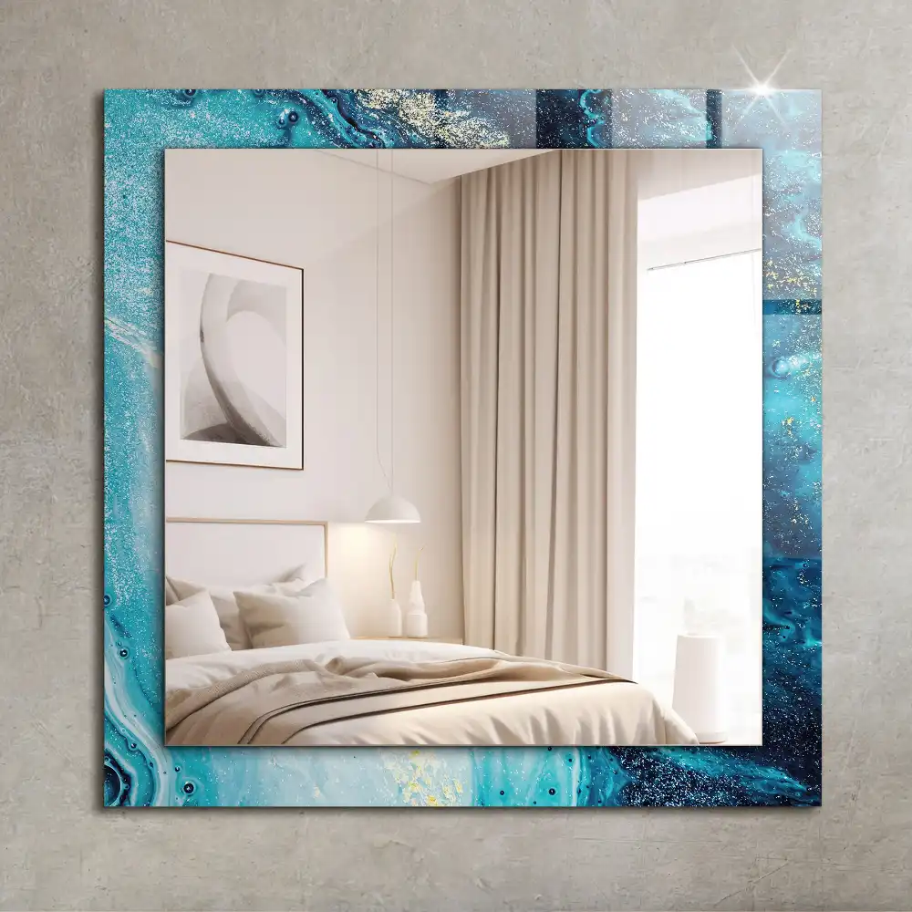 Rectangle decorative mirror Abstract blue art