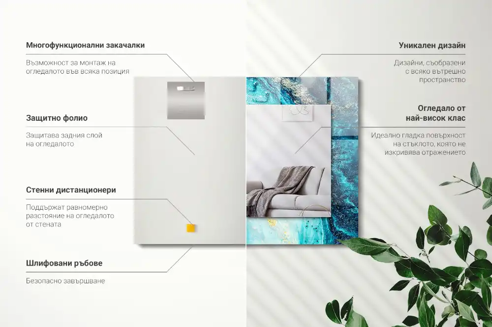 Rectangle decorative mirror Abstract blue art