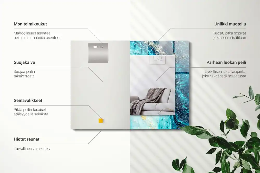 Rectangle decorative mirror Abstract blue art