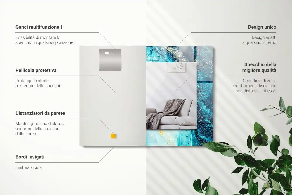 Rectangle decorative mirror Abstract blue art