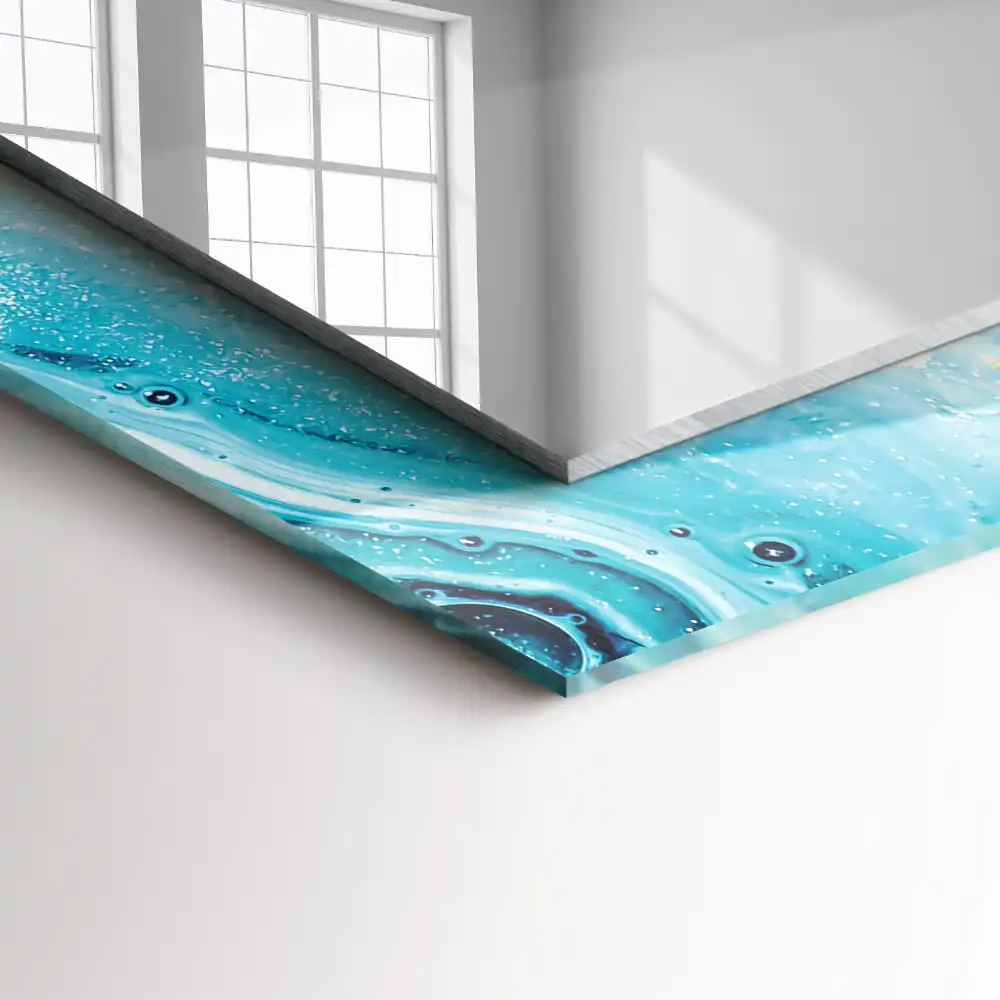 Rectangle decorative mirror Abstract blue art