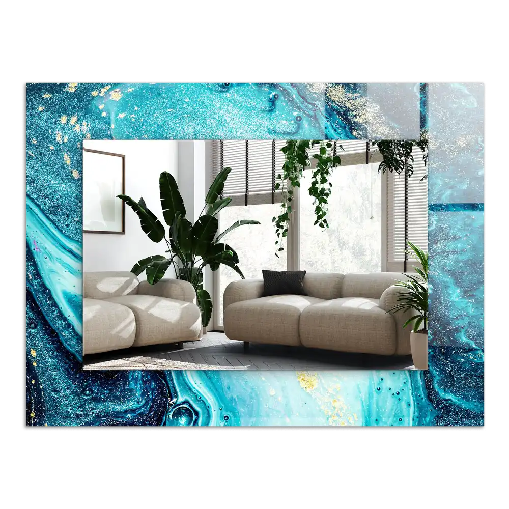 Rectangle decorative mirror Abstract blue art