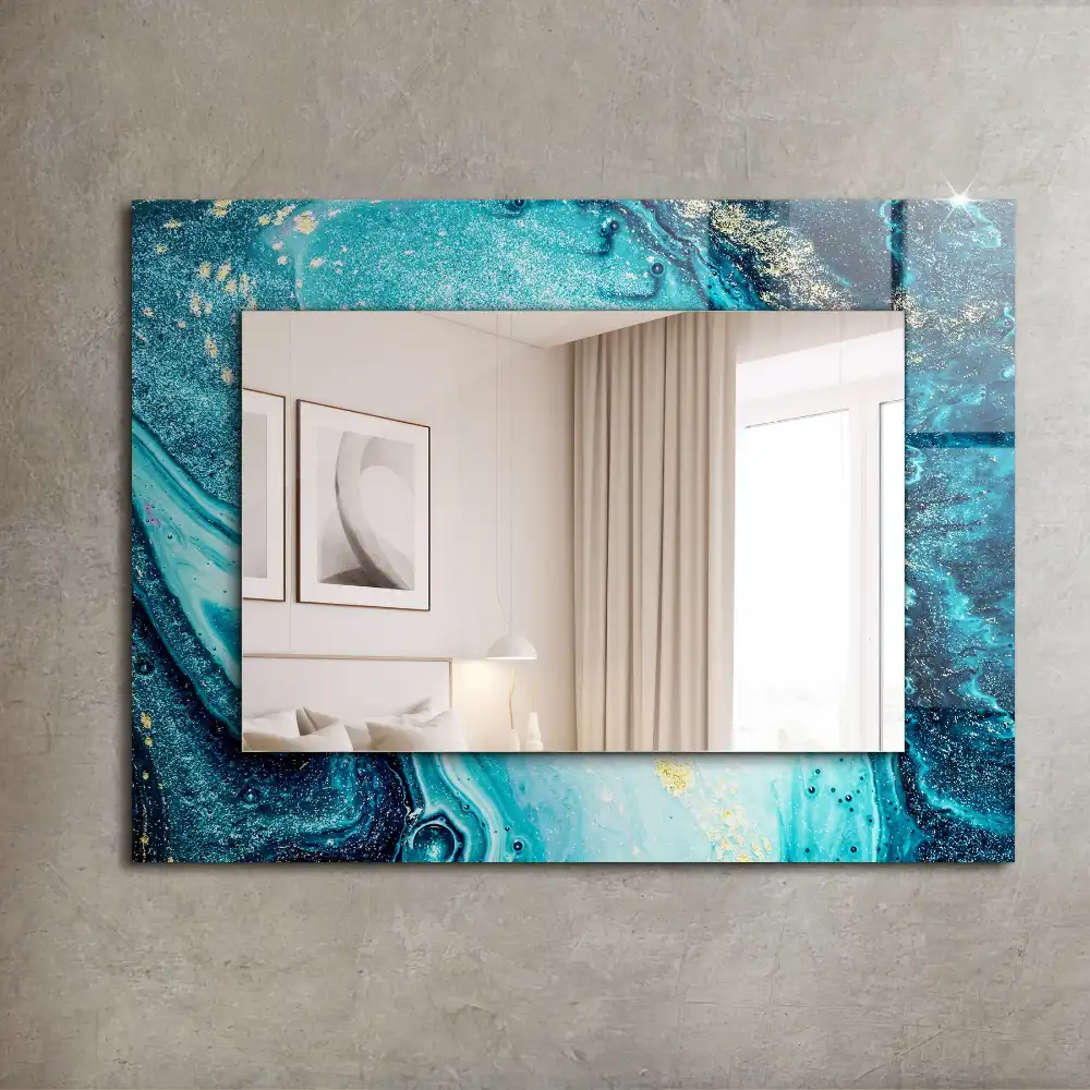 Rectangle decorative mirror Abstract blue art