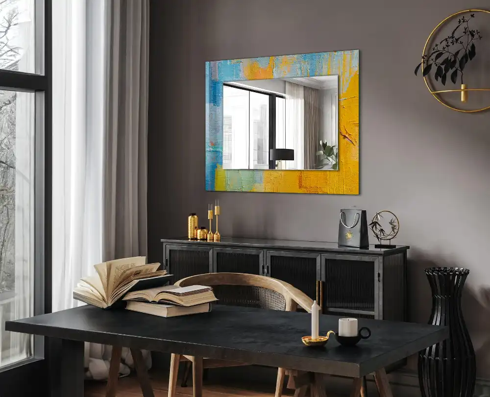 Rectangular wall mirror design Abstract oil painting