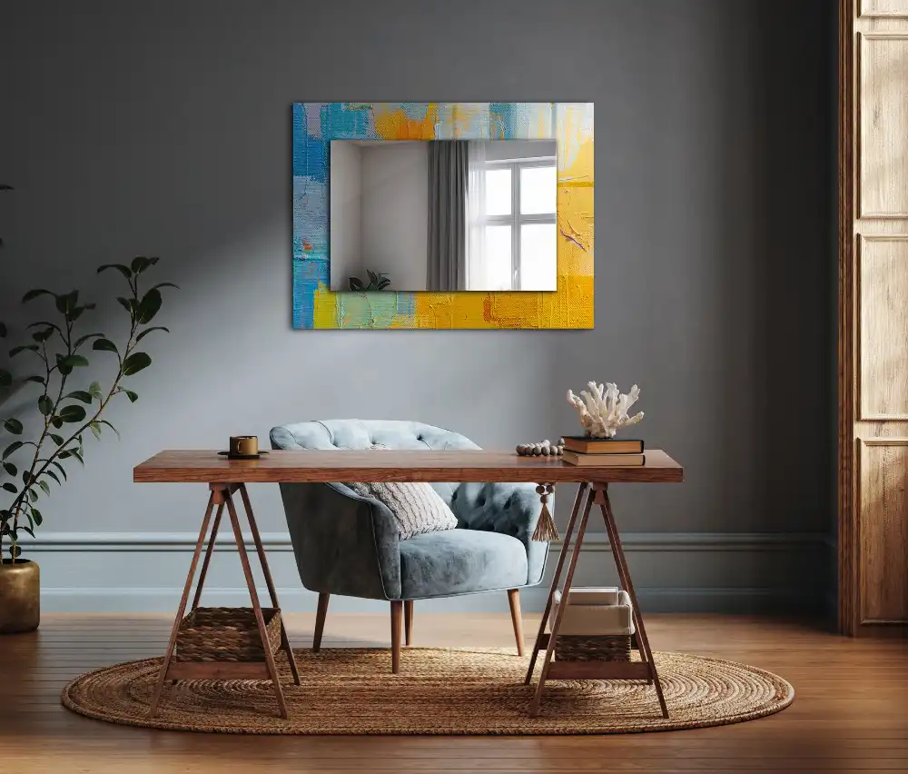 Rectangular wall mirror design Abstract oil painting