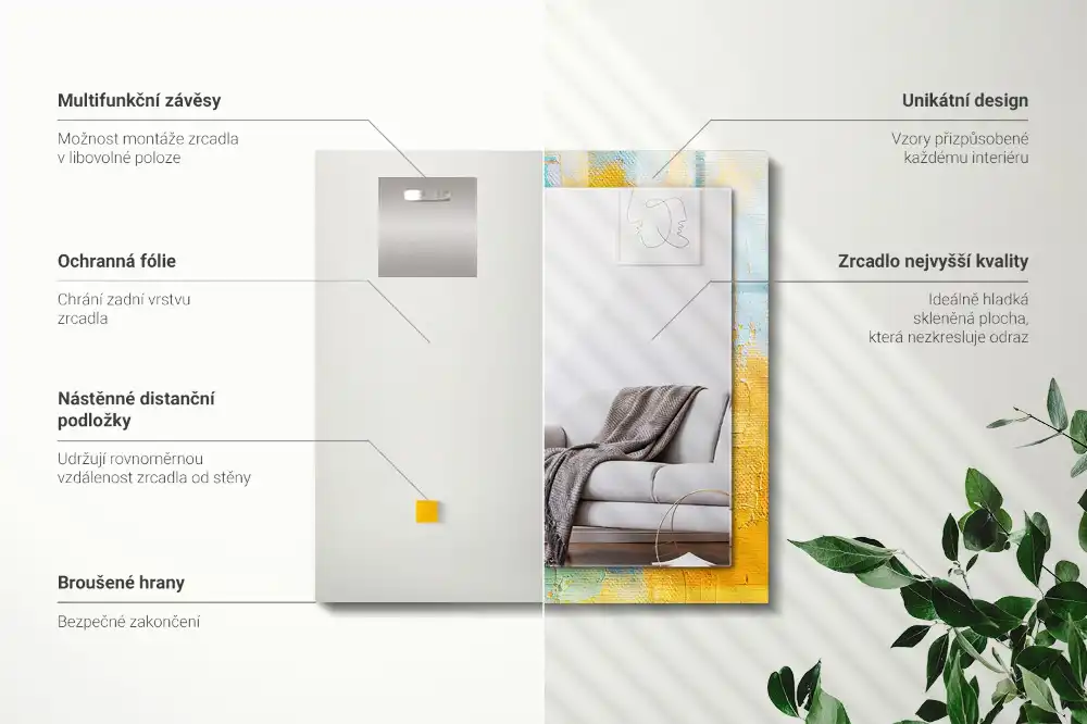 Rectangular wall mirror design Abstract oil painting