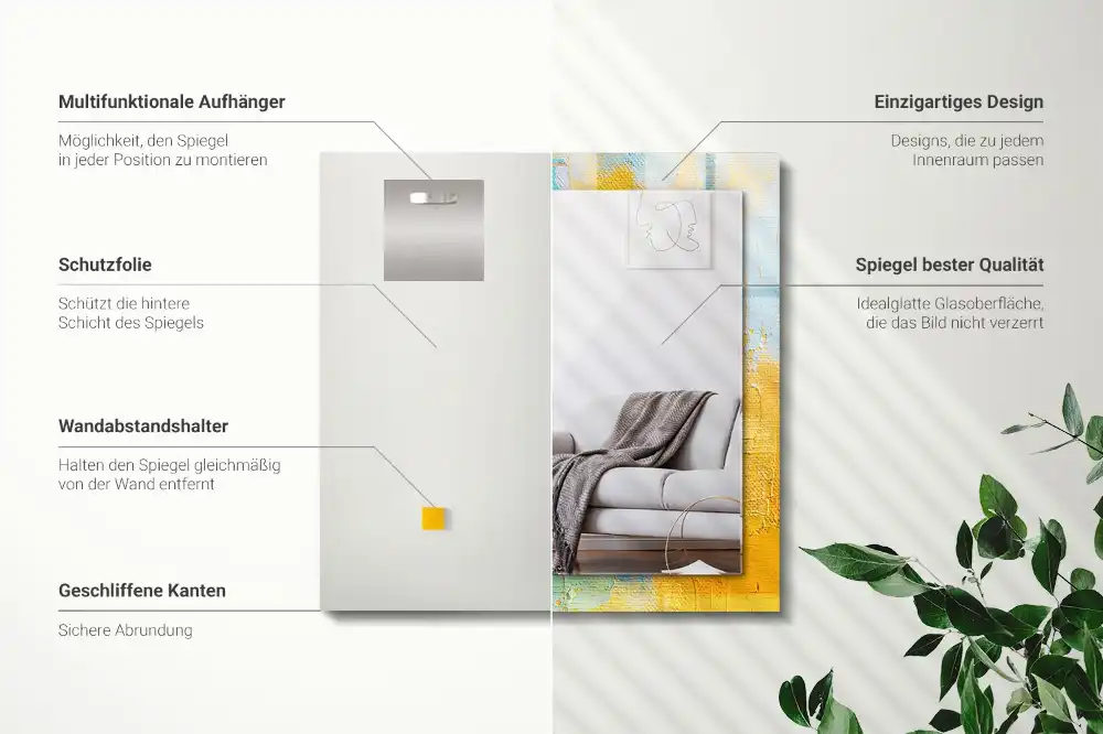 Rectangular wall mirror design Abstract oil painting