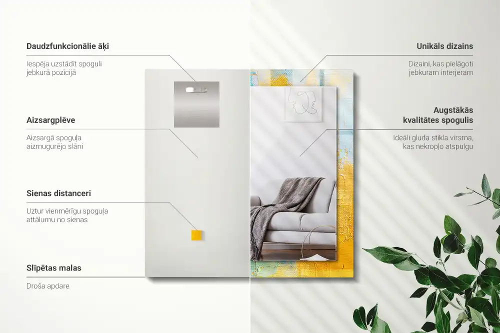 Rectangular wall mirror design Abstract oil painting