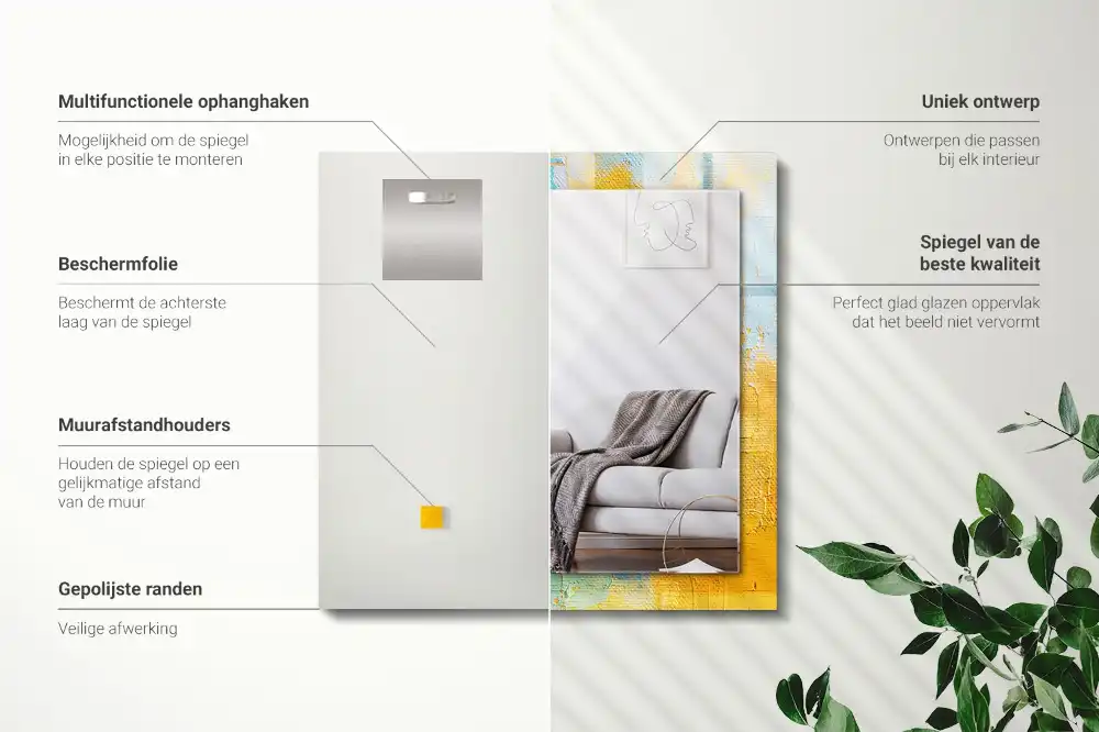 Rectangular wall mirror design Abstract oil painting