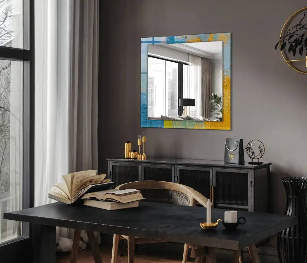 Rectangular wall mirror design Abstract oil painting