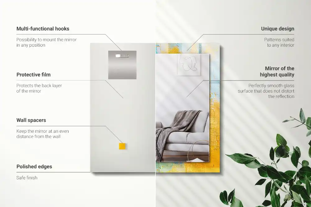 Rectangular wall mirror design Abstract oil painting