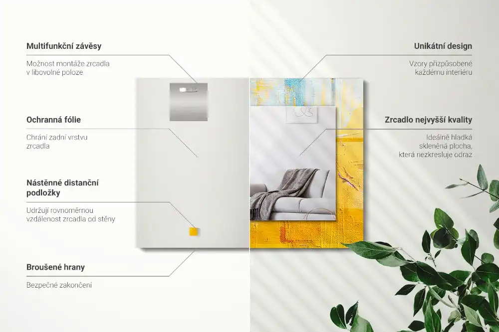 Rectangular wall mirror design Abstract oil painting