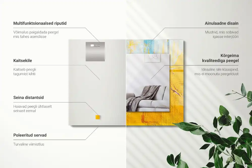 Rectangular wall mirror design Abstract oil painting