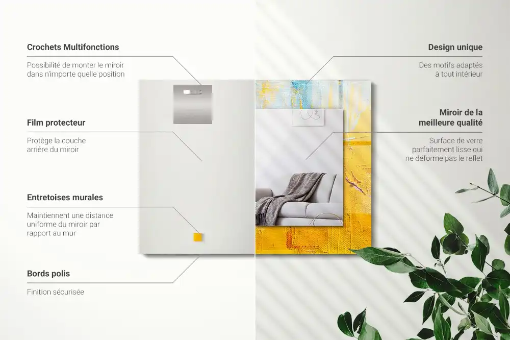 Rectangular wall mirror design Abstract oil painting