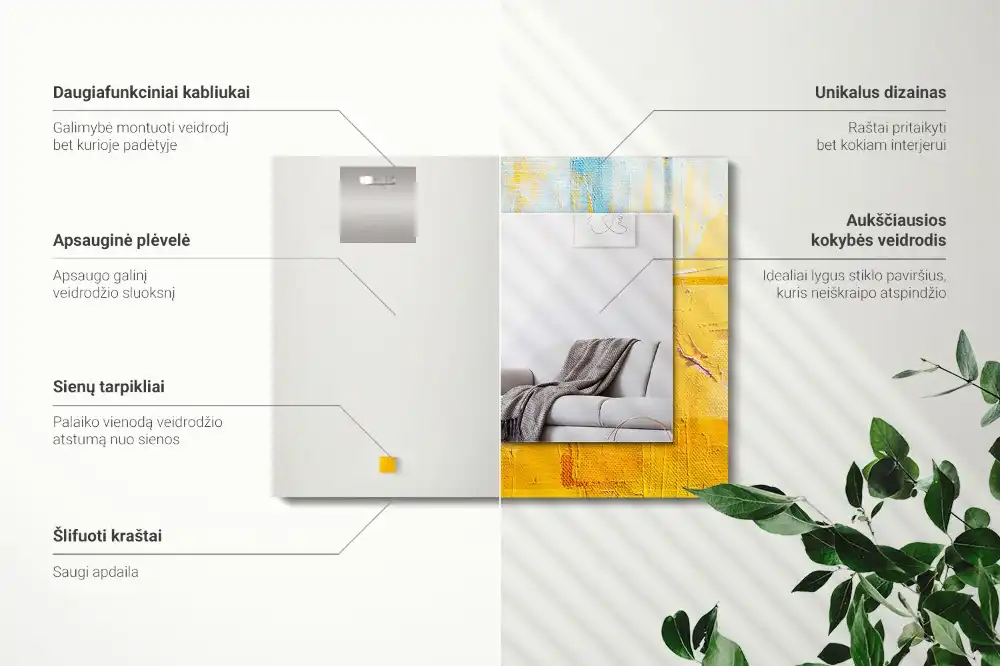 Rectangular wall mirror design Abstract oil painting