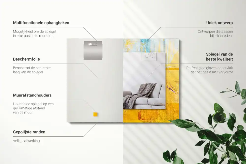 Rectangular wall mirror design Abstract oil painting