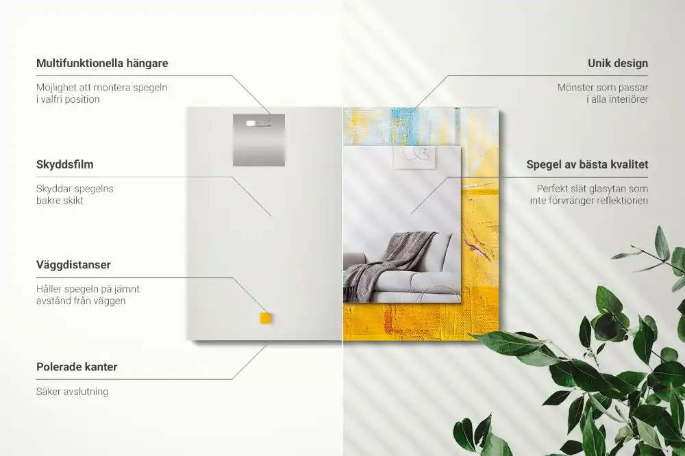 Rectangular wall mirror design Abstract oil painting