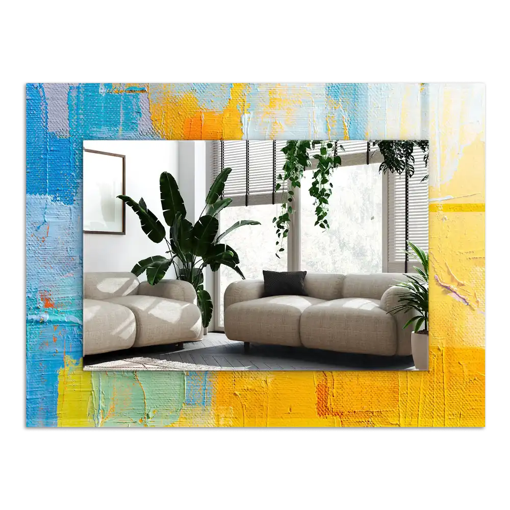 Rectangular wall mirror design Abstract oil painting