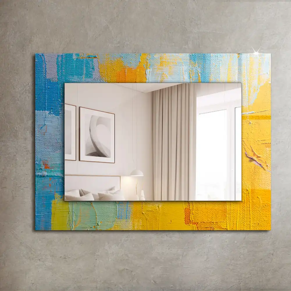 Rectangular wall mirror design Abstract oil painting