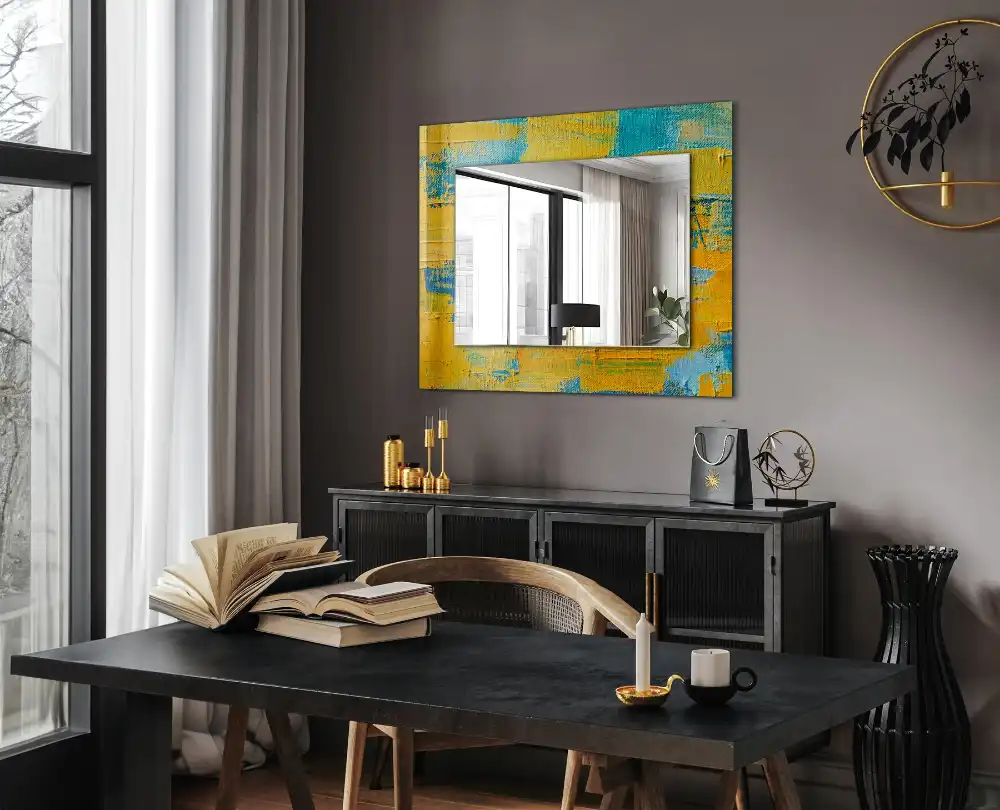 Rectangular decorative mirror Abstract oil painting