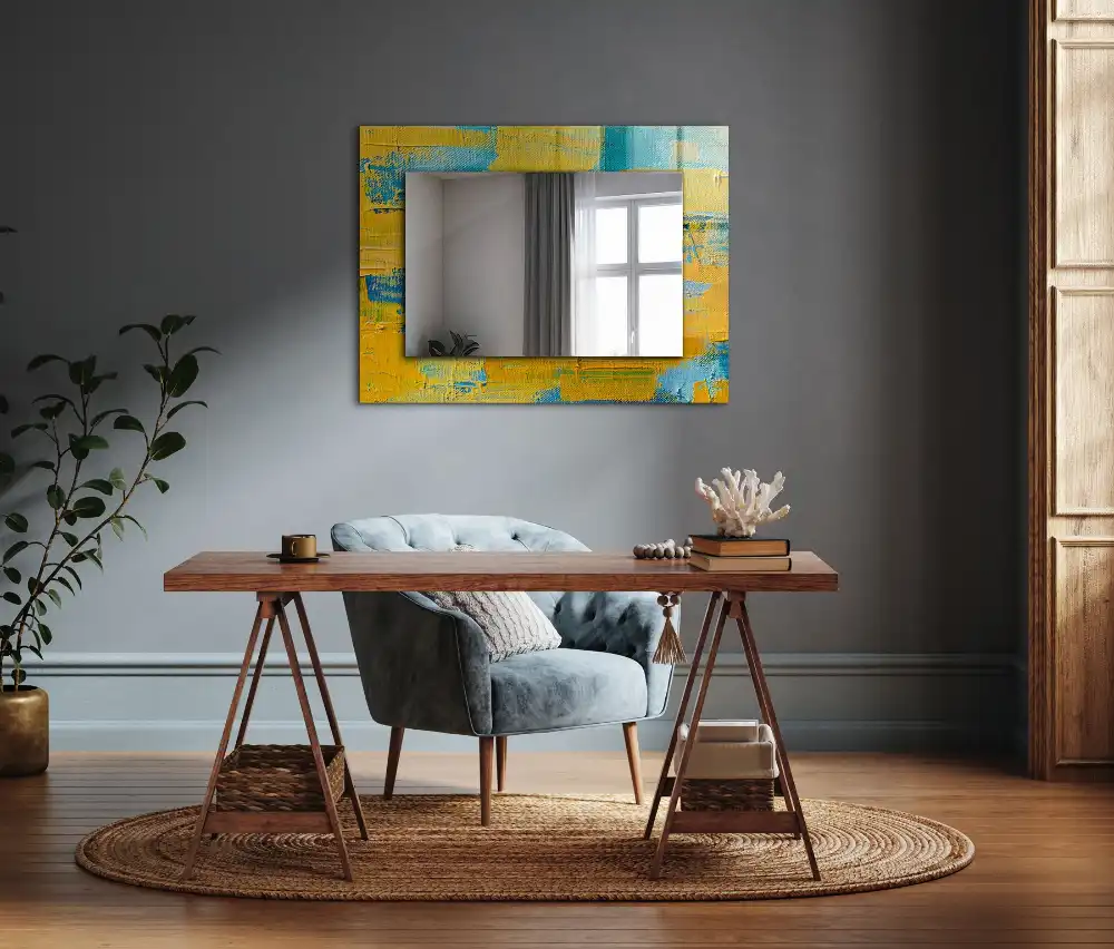 Rectangular decorative mirror Abstract oil painting