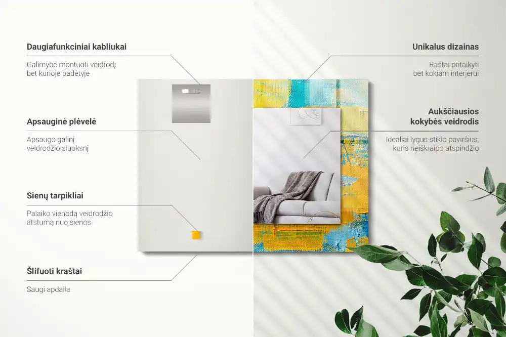 Rectangular decorative mirror Abstract oil painting