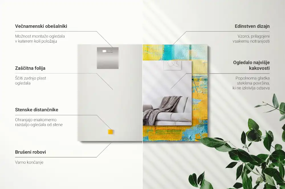 Rectangular decorative mirror Abstract oil painting