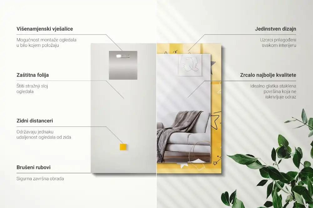 Rectangular mirror print Drawings of various stars