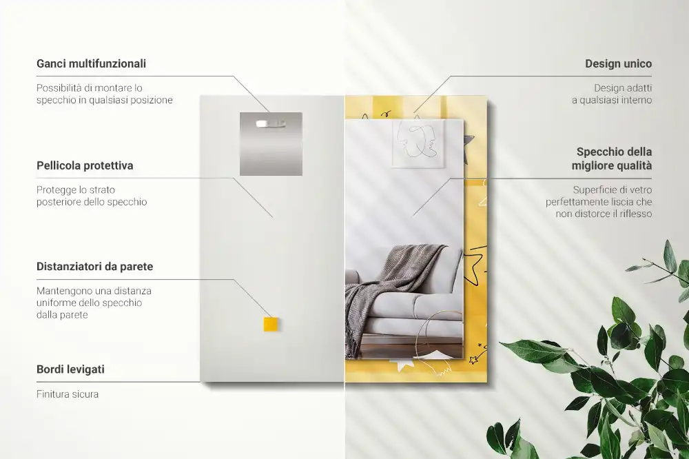 Rectangular mirror print Drawings of various stars