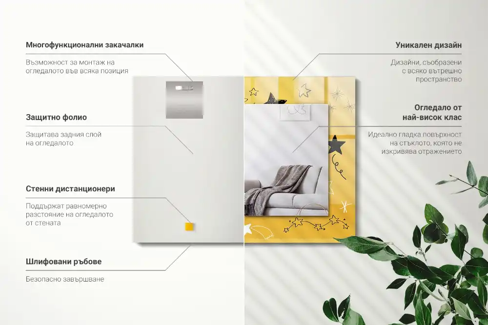 Rectangular mirror print Drawings of various stars