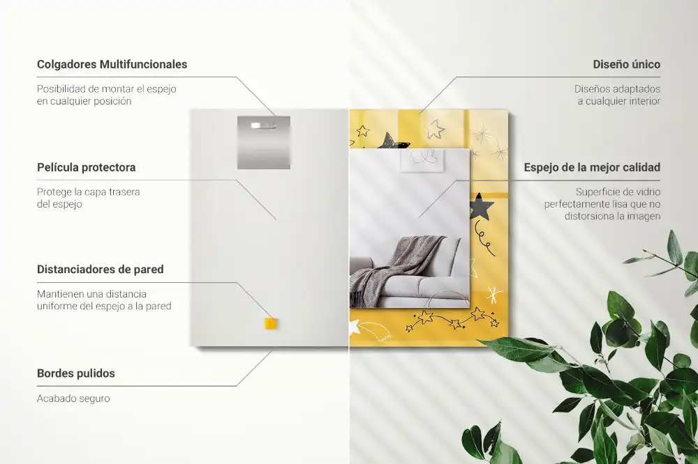 Rectangular mirror print Drawings of various stars