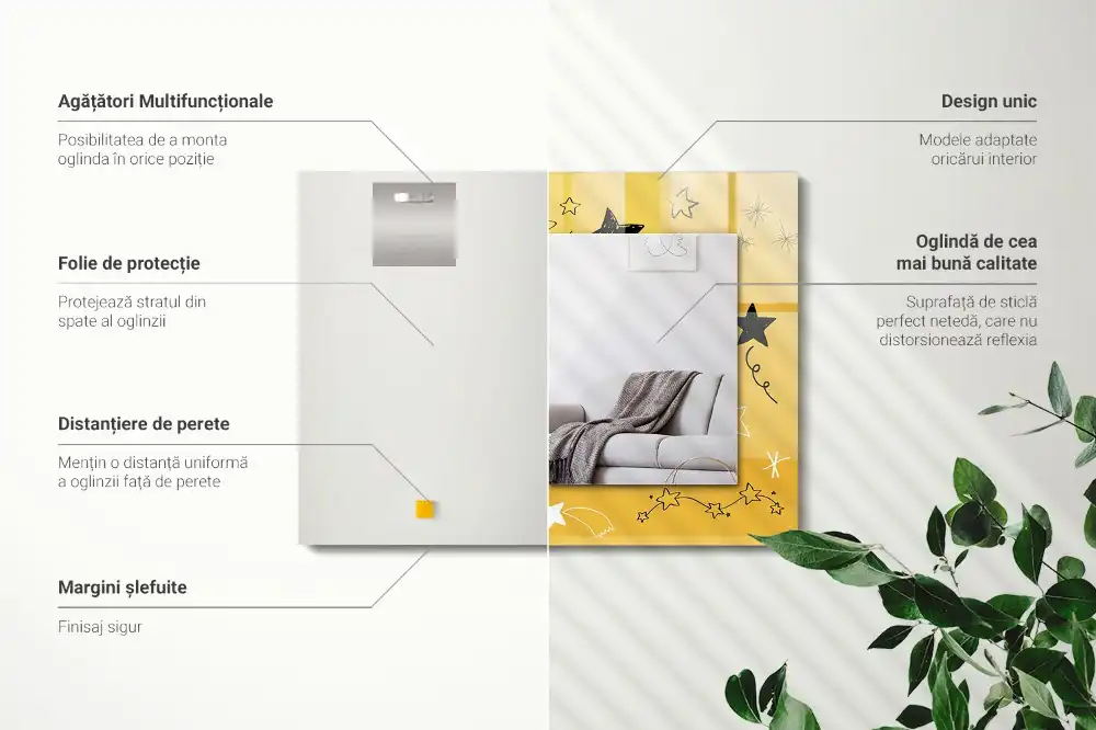 Rectangular mirror print Drawings of various stars