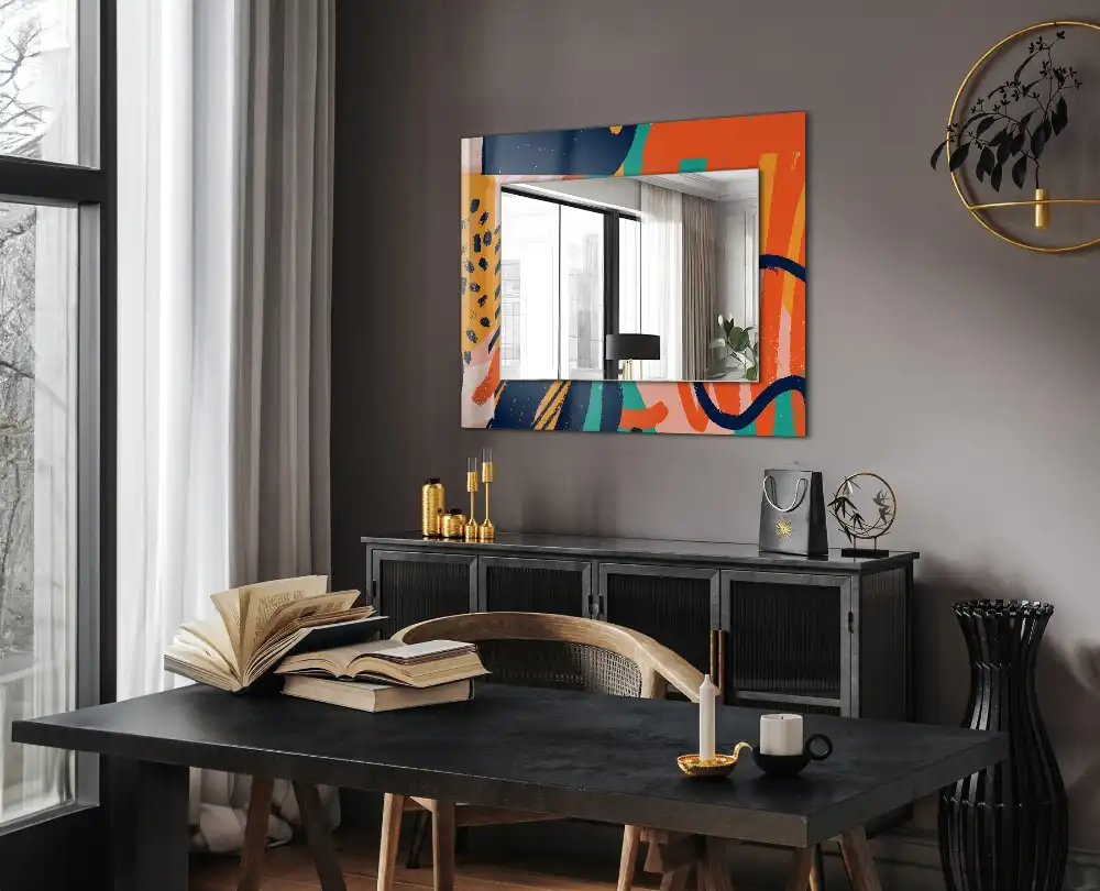 Rectangular wall mirror design Abstract colorful graphics
