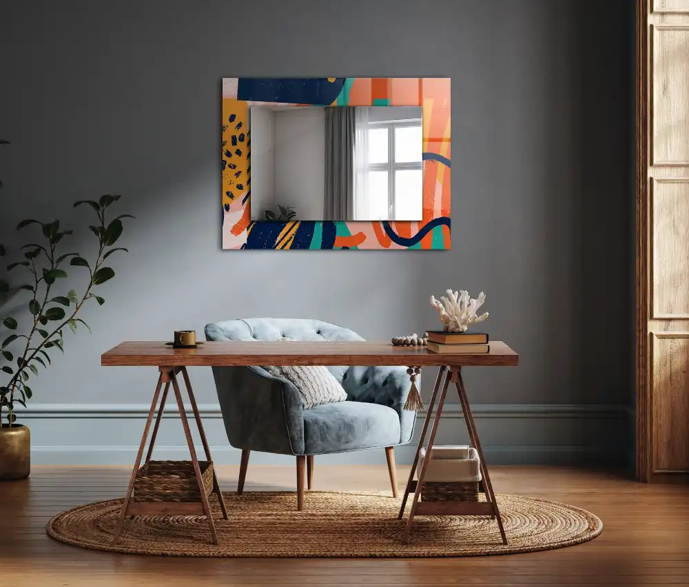 Rectangular wall mirror design Abstract colorful graphics