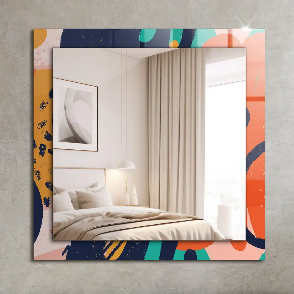 Rectangular wall mirror design Abstract colorful graphics